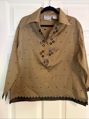 Y2K Khaki Embellished Shirt